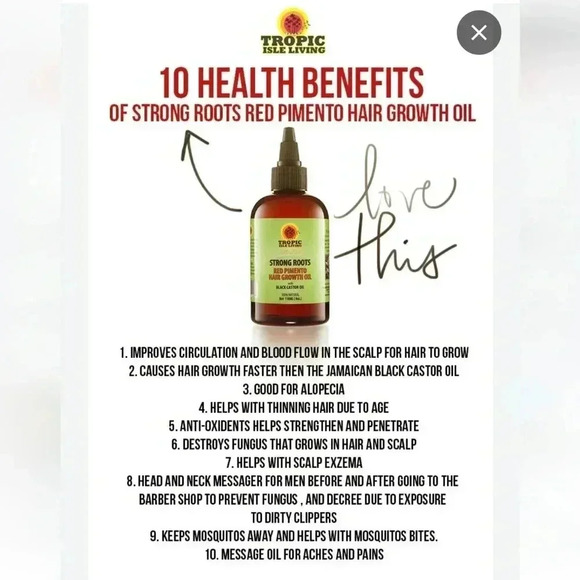 Tropic Isle Living Strong Roots Red Pimento Hair Growth Oil 4 oz. - Picture 3 of 10